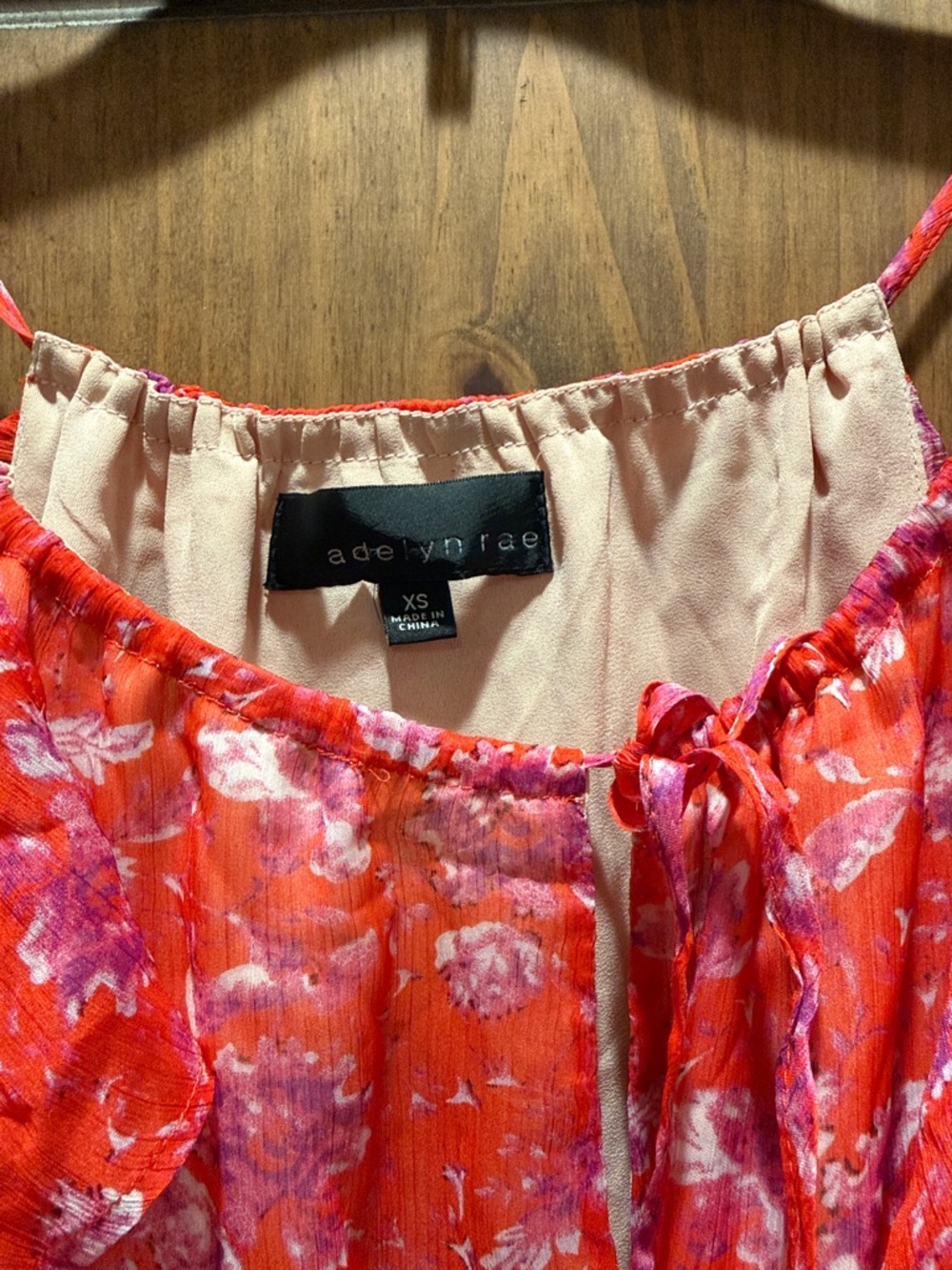 Adelyn Rae Red Floral Ruffle Cold-Shoulder Dress - Picture 2 of 4